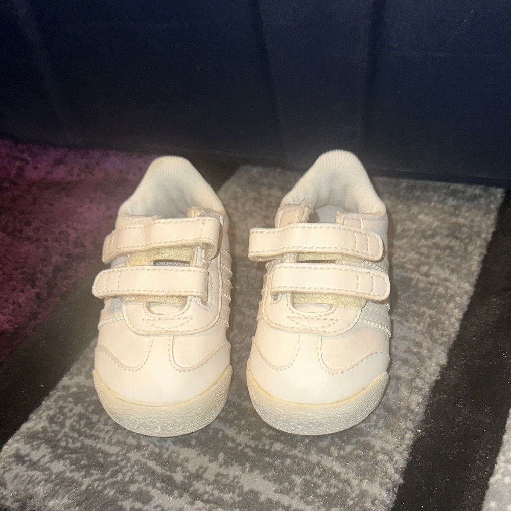 adidas Kids White Hook-and-Loop Sneakers
